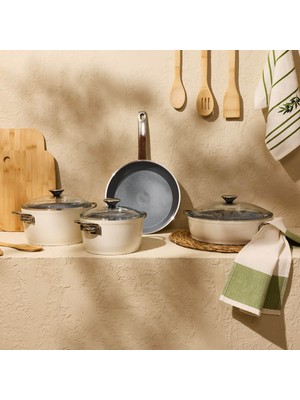 Evidea Kitchen Toscana Chef 7 Parça Seramik Tencere Tava Seti