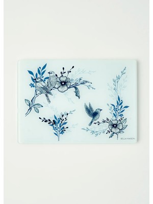Bella Maison Bleu Blanc Cam Kesme Tahtası Mavi (35X25 Cm)