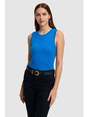 U.S. Polo Assn. Kadın Kobalt Bisiklet Yaka Basic Tişört 50323534-VR077