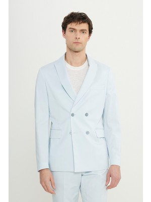 Altınyıldız Classics Slim Fit Dar Kesim Kırlangıç Yaka Kapak Cepli Kruvaze Damatlık Smokin Takım