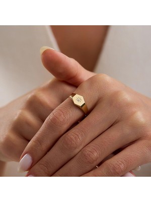 Sembol Gold 14 Ayar Altın Şövalye Yüzük Yıldız Detaylı 1,30 Gram