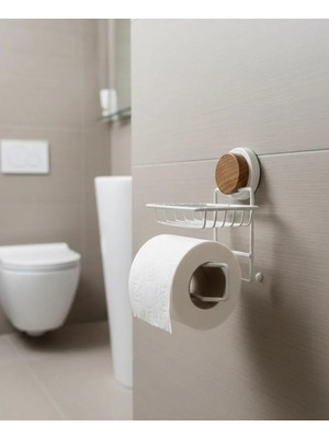 Okyanus Home Ahşap Desenli Magic Fix Sihirli Yapışkan Beyaz Yedekli Wc Kağıtlık