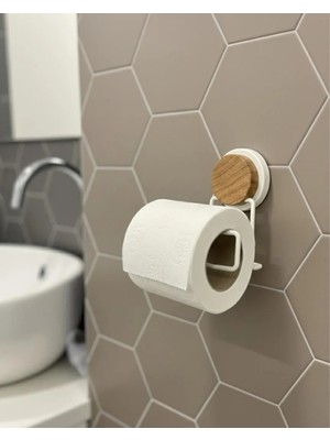 Okyanus Home Ahşap Desenli Magic Fix Sihirli Yapışkan Beyaz Lux Wc Kağıtlık