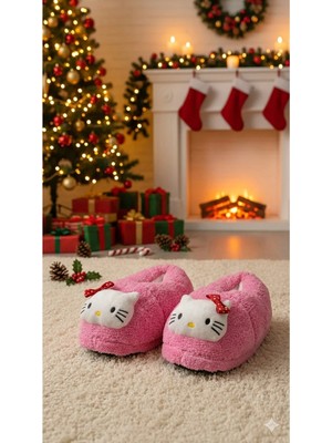 Deniz Terlik Kadın Sevimli Hello Kitty Konforlu Hediyelik Panduf | Sessiz Kaydırmaz Taban Şirin Ev Botu |