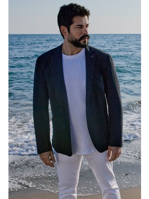 Altınyıldız Classics Slim Fit Dar Kesim Mono Yaka Kapak Cepli Gofre Desenli Blazer Ceket
