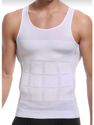 BBS Erkek Toparlayıcı Korse Atlet – Karın Sıkılaştırıcı Dikişsiz Slim Fit Beyaz Atlet