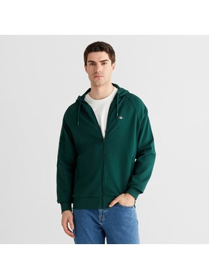Gant Erkek Yeşil Fermuarlı Kapüşonlu Sweatshirt