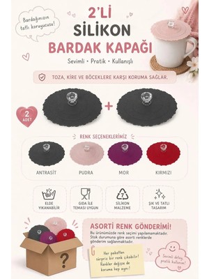 Okyanus Home 2'li Silikon Bardak Kapağı Antrasit ve Pudra Renk Seçenekleriyle Şık Sunum