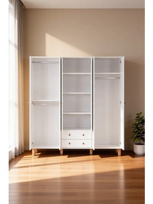 Kilim Mobilya Bohera Altı Kapaklı Yüksek Ayaklı Dolap (Mdf Kapaklı, Yüksek Ayaklı, Iki Çekmeceli ,200CM Yükseklik)