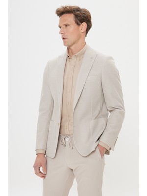 Altınyıldız Classics 360 Her Yöne Esneyen Slim Fit Dar Kesim Kırlangıç Yaka Desenli Blazer Ceket