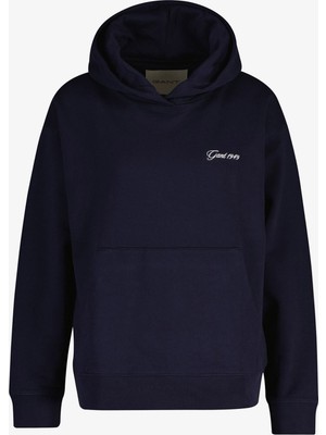Gant Kadın Lacivert Regular Fit Kapüşonlu Sweatshirt