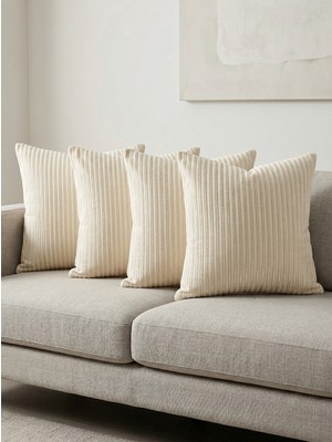 Elit Collection 4'lü Kırlent Kılıfı 45X45 Punch Nakış Görünümlü – Pamuk Polyester Dekoratif Yastık Kılıfı