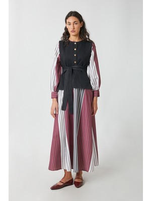Zülays Denim Yelekli Elbise Takım Antrasit