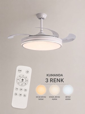 Helios 9311 Modern LED Tavan Vantilatörü Kumandalı 3 Renk Ayarlı Sessiz Çalışma