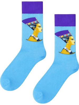 Carnaval Socks Nefertiti Desenli Renkli Çorap