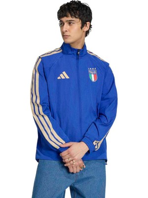 Adidas Italya Home Anthem Erkek Mavi Dik Yaka Ceket