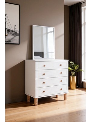 Kilim Mobilya Country Life Şifonyer Mdf Kapaklı 5 Çekmeceli Yüksek Ayaklı (Ayna Dahil Değildir)