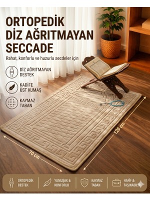 Miabella Home Seccade Diz Ağrıtmayan Kadife Kaymaz Taban Kabartmalı, Işlemeli, Özel Yumuşak Taban %100 Pamuk