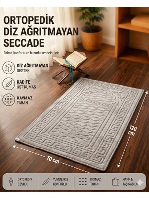 Miabella Home Seccade Diz Ağrıtmayan Kadife Kaymaz Taban Kabartmalı, Işlemeli, Özel Yumuşak Taban %100 Pamuk