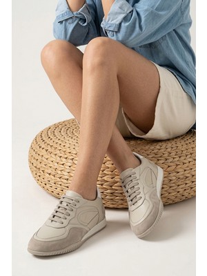 Ziya, Kadın Hakiki Deri Günlük Sneaker 1611022Z2743 Bej