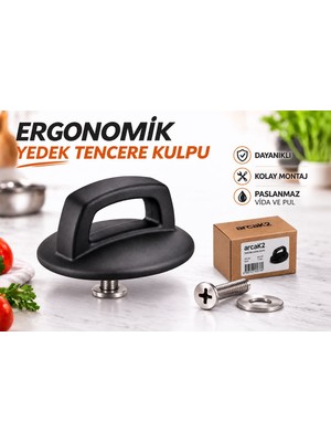 Arcak2 Tencere Cam Kapak Kulp u ve Paslanmaz Vidasıyla Beraber (1Adet)