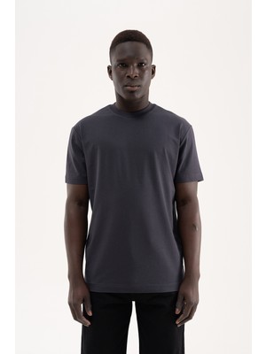 Machinist Erkek Stylish Basic Oversize Modal Tişört Antrasit
