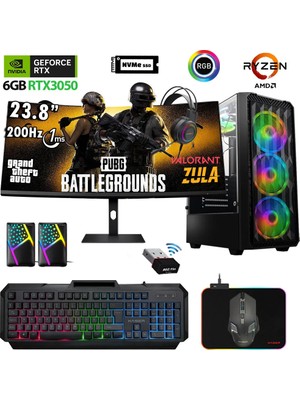 Xaser Armor X100 Ryzen 5 5500 16GB Ram 512GB M.2 Nvme SSD RTX3050 24" 200Hz Oyuncu Tavsiye Sistem