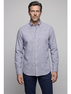 Bisse Regular Fit Cepsiz Indigo Bisse Studio Uzun Yaka Gömlek BSGMKTN26333_12