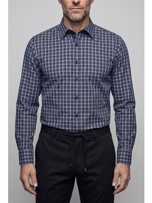 Bisse Lacivert Regular Fit Cepsiz Uzun Yaka Gömlek GMEKS261056_39
