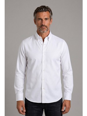 Bisse Beyaz Regular Fit Pamuk Casuel Spor Gömlek GMGBR2023001_D01