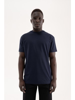 Machinist Erkek Stylish Basic Oversize Modal Tişört Gece Mavisi