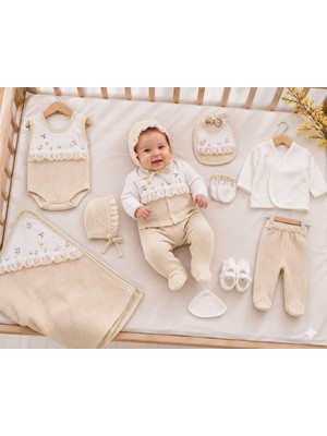 Baby Turp %100 Organik Pamuk Kız Bebek Waffle  Hastane Çıkış Setti 10 Parça