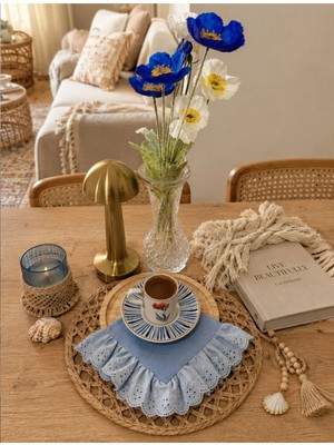 Nurgita Home Fisto Fırfırlı Kahve Sunum Peçetesi & Bardak Altlığı &koktyel Peçetelik