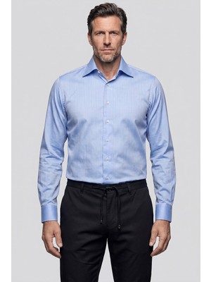 Bisse Mavi Regular Fit Cepsiz Klasik Uzun Yaka Gömlek GMKLS252179_D35