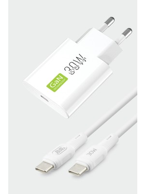 Subzero Samsung A7 2017 (Sm A720F Uyumlu Gan Teknolojili 30W Ultra Slim Şarj Aleti + Usb-C To Type-C Kablo