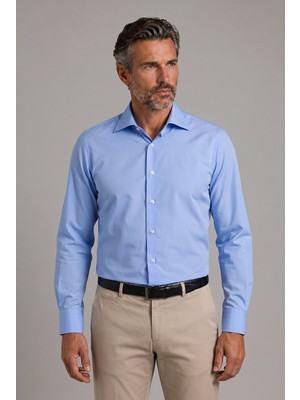 Bisse Mavi Regular Fit Cepsiz Klasik Uzun Yaka Gömlek GMKLS252176_D35