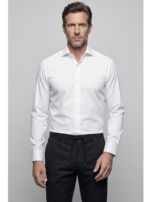 Bisse Beyaz Regular Fit Cepsiz Klasik Uzun Yaka Gömlek GMKLS252179_D01