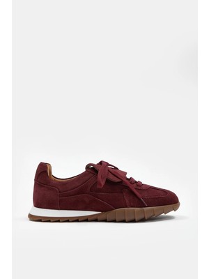 Nilufarr Welissa Bordo Süet Hakiki Deri Kadın Sneaker
