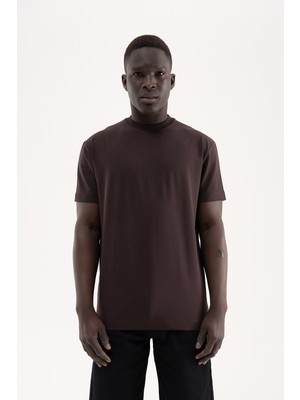 Machinist Erkek Stylish Basic Oversize Modal Tişört Koyu Kahverengi