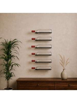 Rack And Cork - Metal Duvar Şişe Rafı – Modern Minimalist Şişe Duvar Rafı (6 Adet)