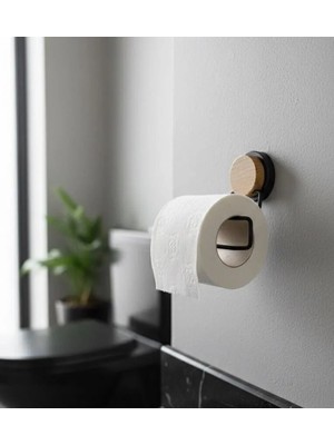 Okyanus Home Ahşap Desenli Magic Fix Sihirli Yapışkan Siyah Lux Wc Kağıtlık MGS-708W