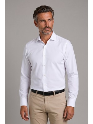 Bisse Beyaz Regular Fit Cepsiz Klasik Uzun Yaka Gömlek GMKLS252176_D01