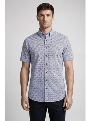 Bisse Lacivert Regular Fit Cepsiz Kisa Paşa Yaka Gömlek BSGMEKS26313_C39