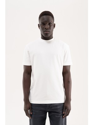 Machinist Erkek Stylish Basic Oversize Modal Tişört Ekru