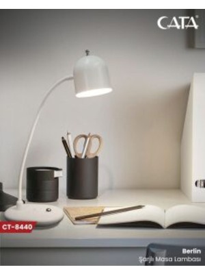 Cata Berlin Şarjlı Masa Lambası Beyaz Renk 8440B