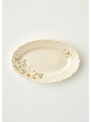 Bella Maison Daisy Porselen Sunum Tabağı Krem (20 Cm)