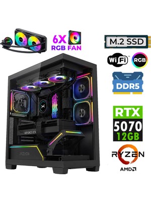 Xaser Jett X190 Ryzen 7 7700X 32GB Ddr5 Ram 1tb M.2 Nvme SSD 12GB RTX5070 Sıvı Soğutmalı Oyuncu Bilgisayarı