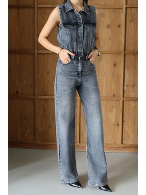 Lacarino 8255 Kadın Kemerli Jean Tulum