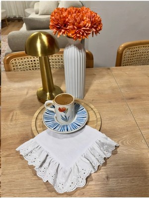 Nurgita Home Fisto Fırfırlı Kahve Sunum Peçetesi & Bardak Altlığı &koktyel Peçetelik