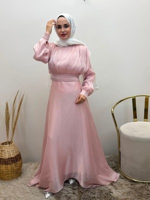 JOOQSTORE Simli Organize Şifon Elbise